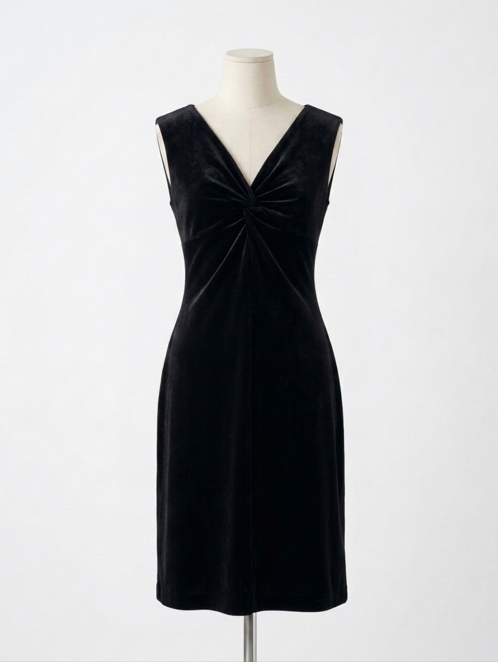 Vintage Black Velvet Twist-Front Dress by London Times